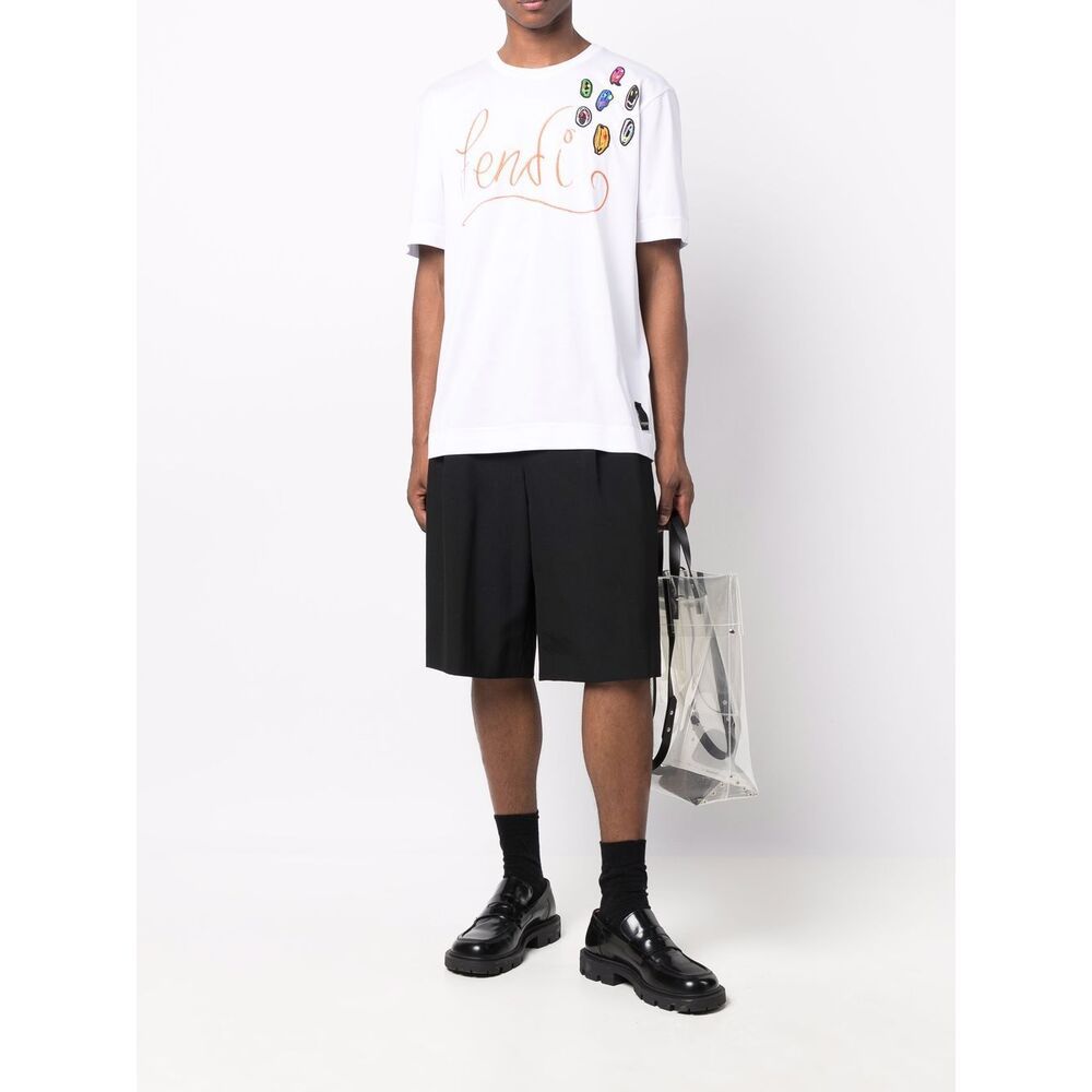 Fendi X Noel Fielding Logo-embroidered T-shirt In White