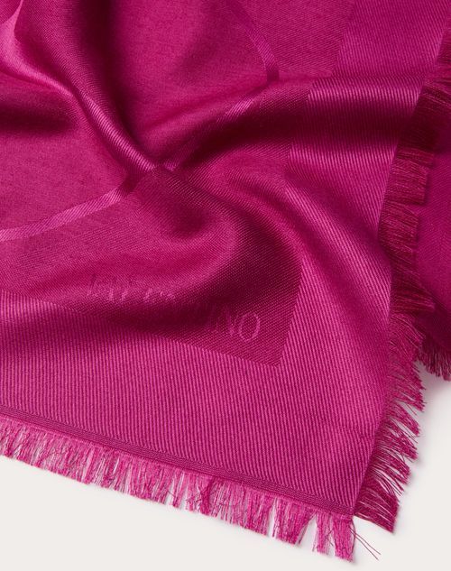 Valentino Garavani Vlogo Signature Jacquard Shawl In Silk And Wool 140x140 Cm Woman Primrose Uni In Primroses