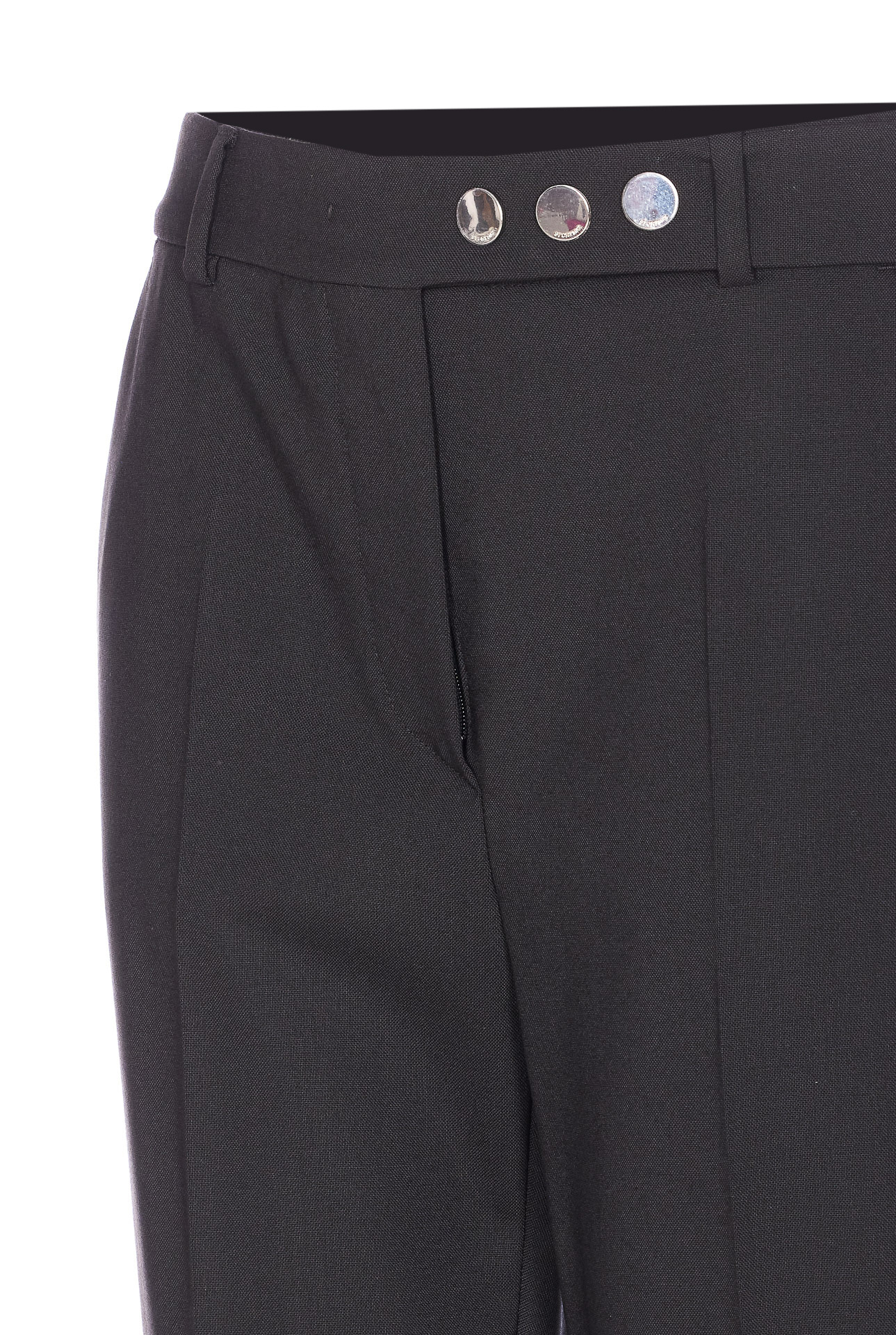 Sportmax Black Straight Trousers With Button Detail In Black