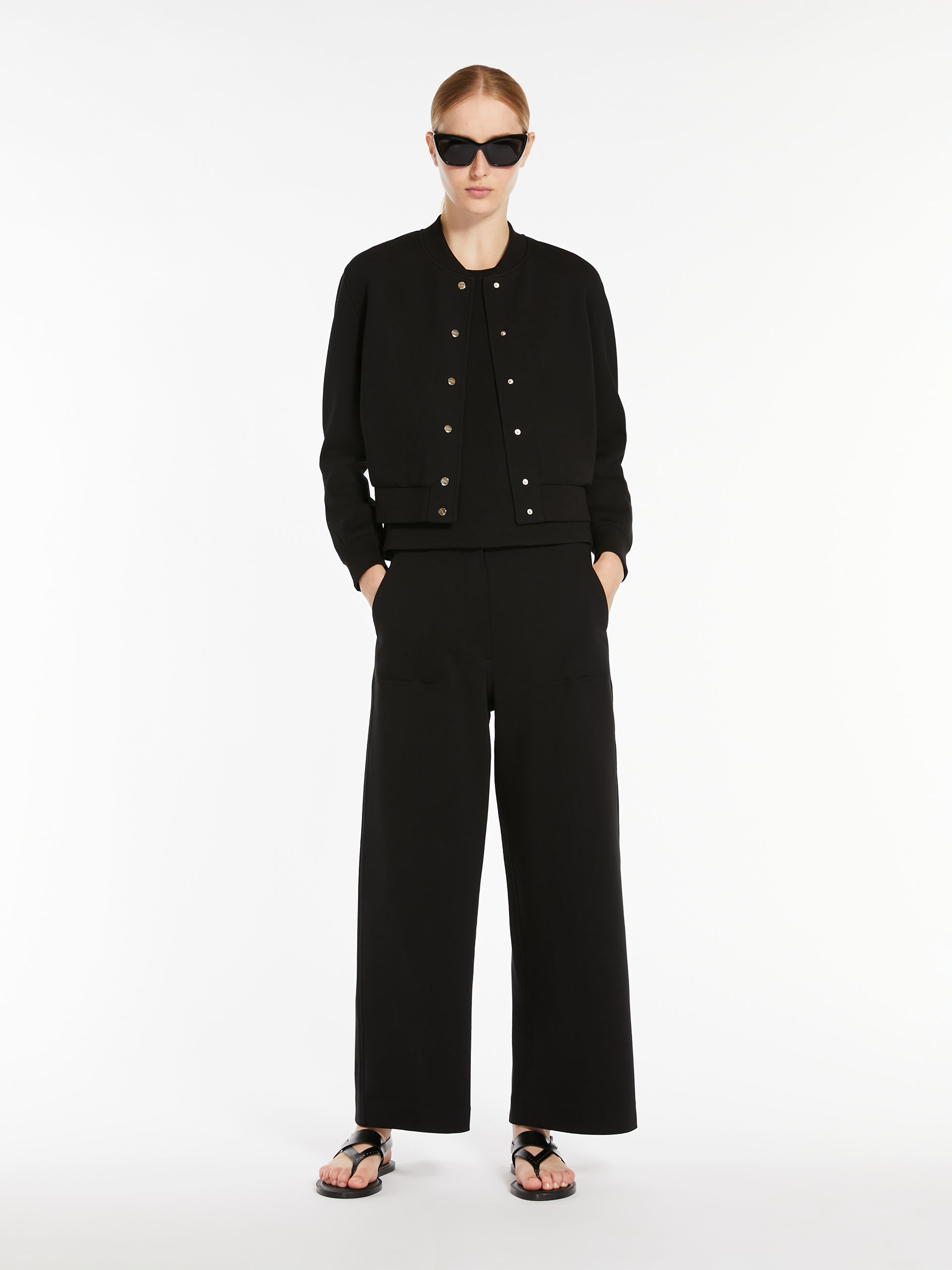 Max Mara Wide-leg Pants With Clean Waistband In Black