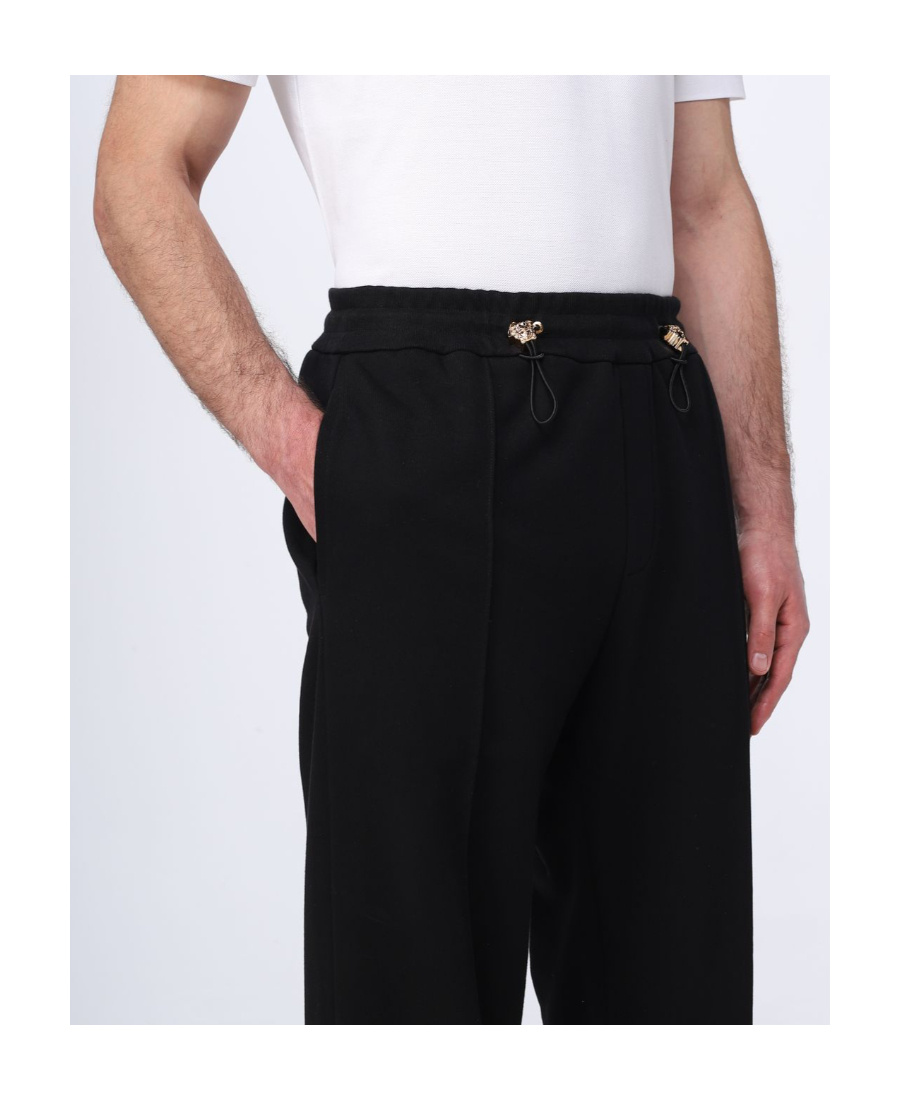 Versace Medusa-embellished Straight Trousers In Black