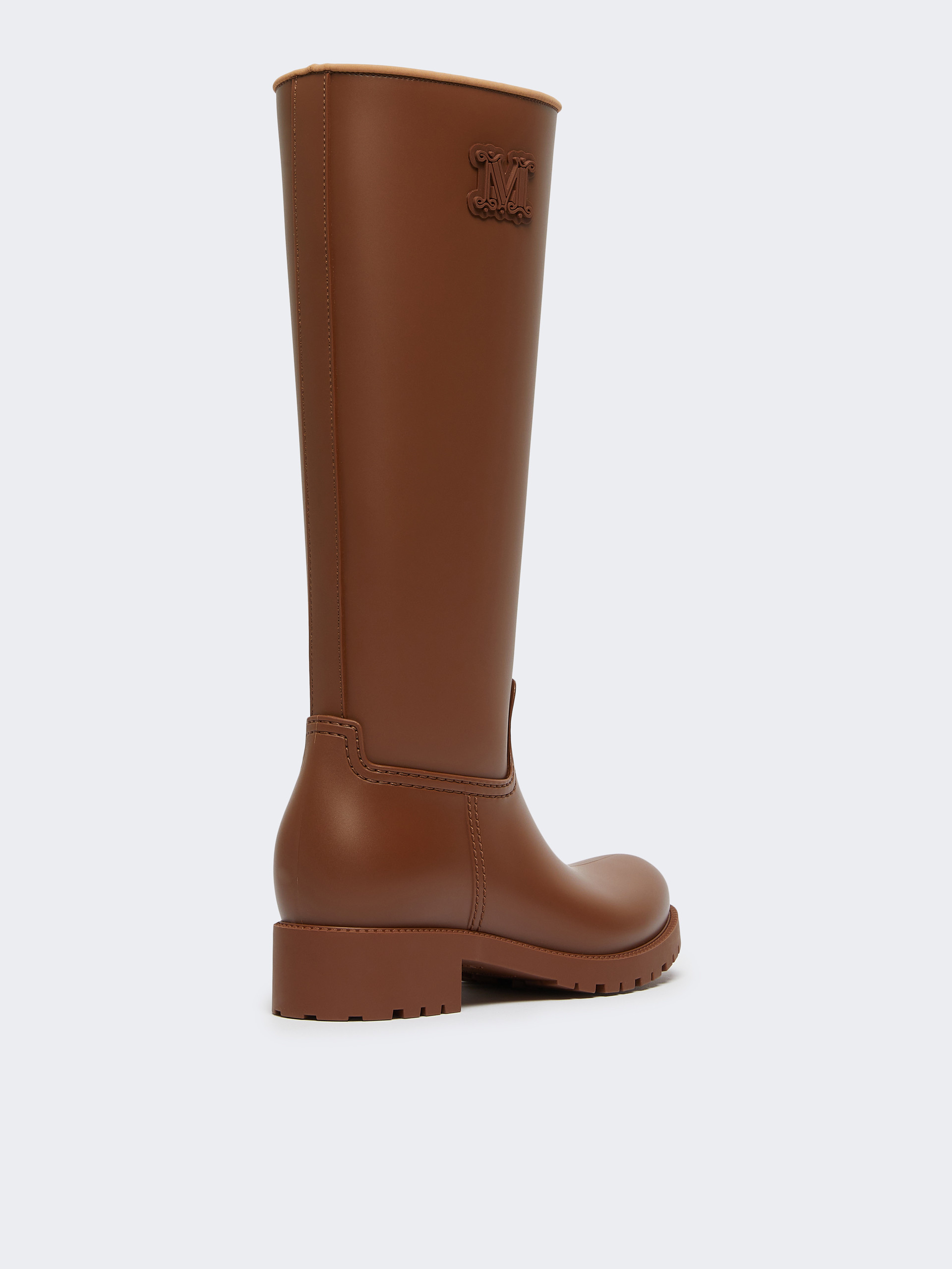 Max Mara Logo-embellished Block-heel Boots In Brown