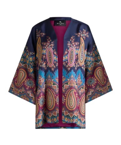 Etro Silk Twill Kesa With Placed Print In Multi