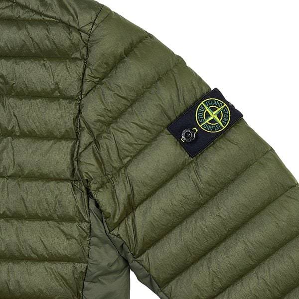 Stone Island High-collar Long-sleeved Down Jacket In Military Green