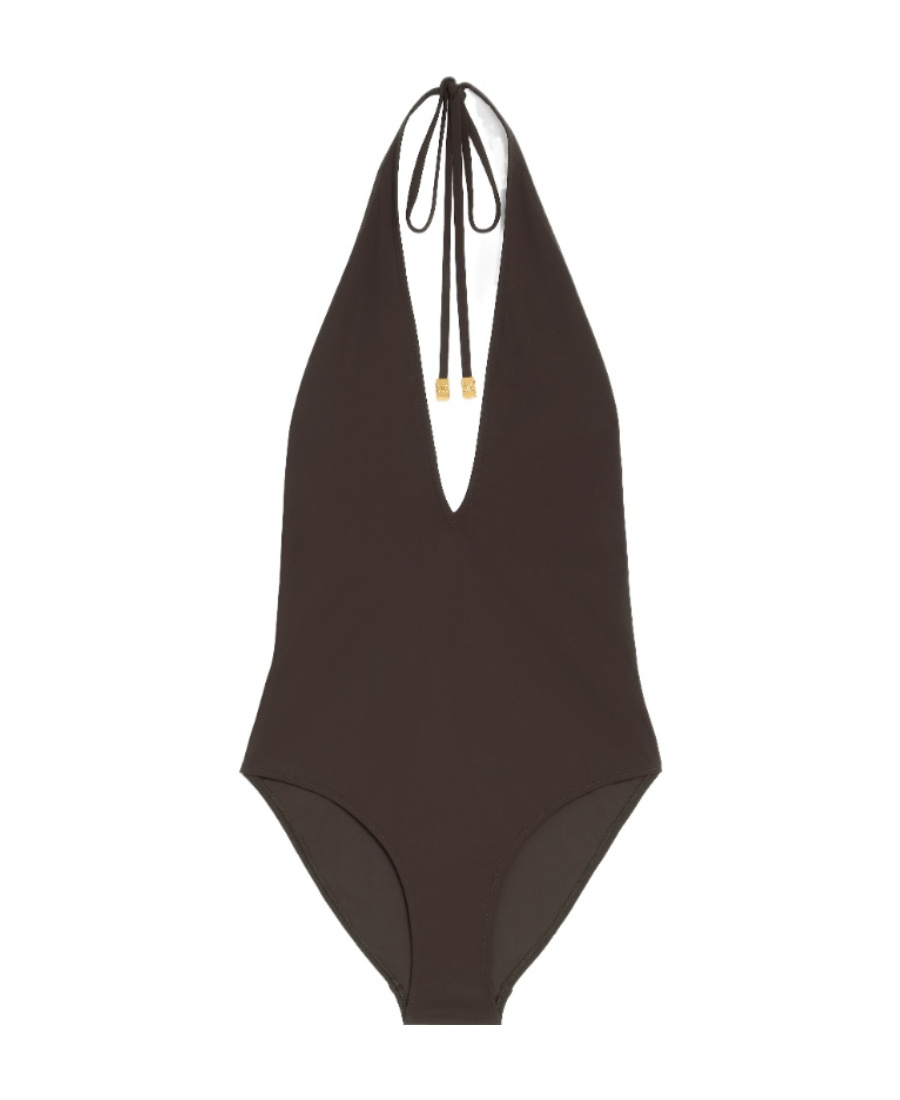 Celine Plain Knitted One-piece Swimsuit In Black
