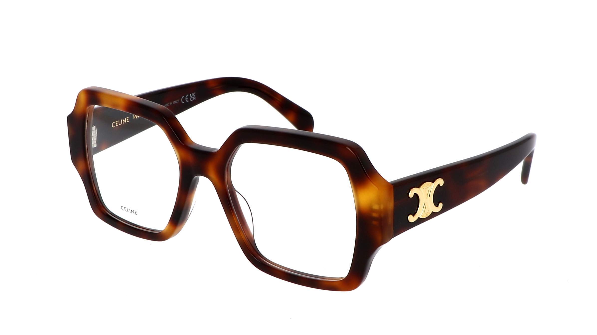Celine Triomphe Tortoiseshell-effect Square-frame Glasses In Black