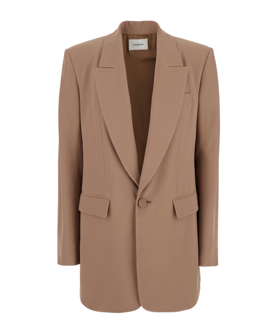 Saint Laurent Beige Silk Crêpe Blazer In Brown