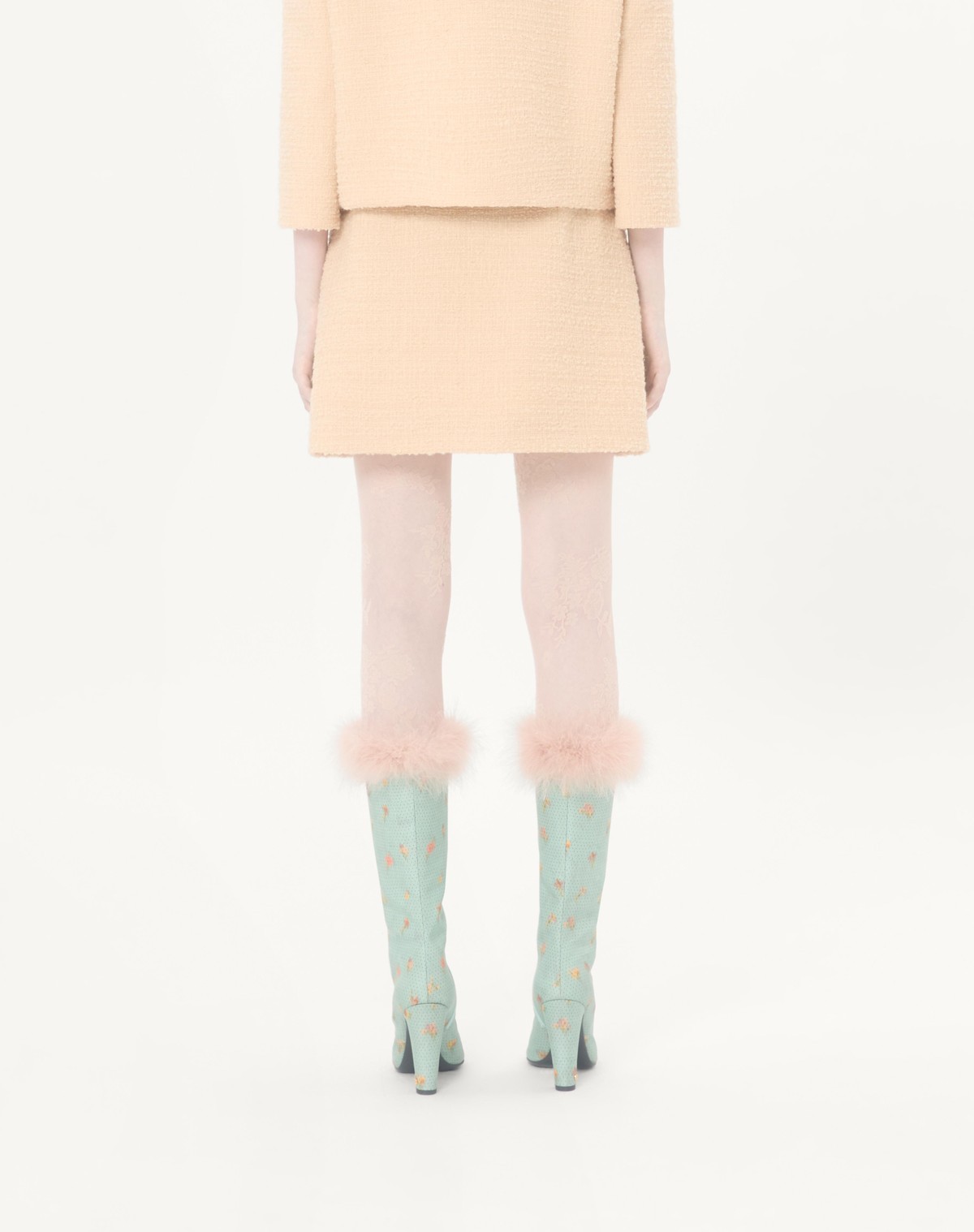 Valentino Curly Wool Short Skirt In Neutral