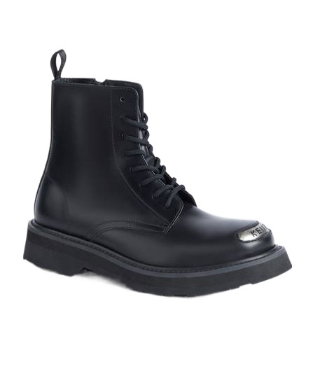 Kenzo Stylish Lace-up Ankle Boots With Pull Tab In Black