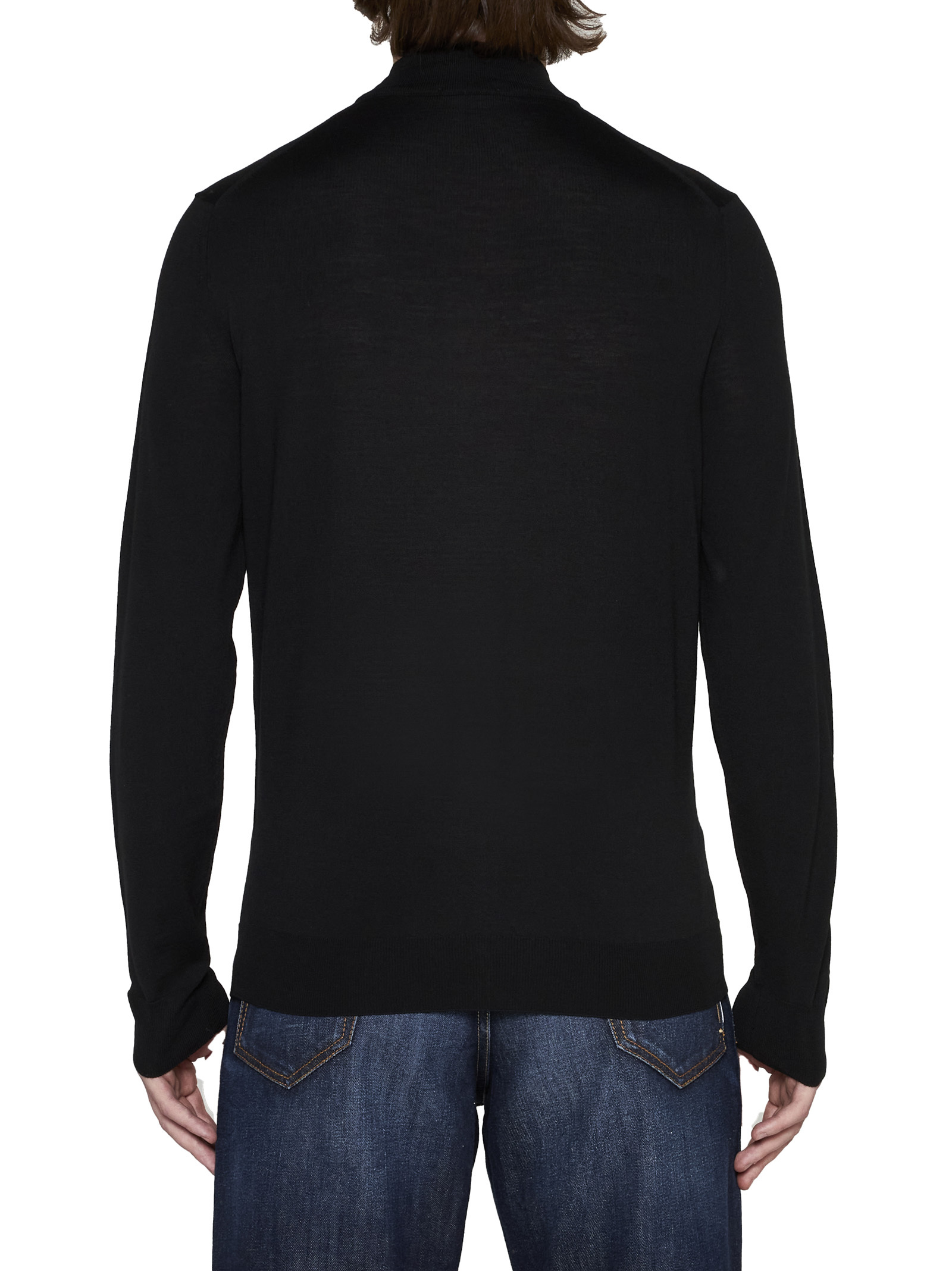 Drumohr Mock-neck Merino Jumper In Black