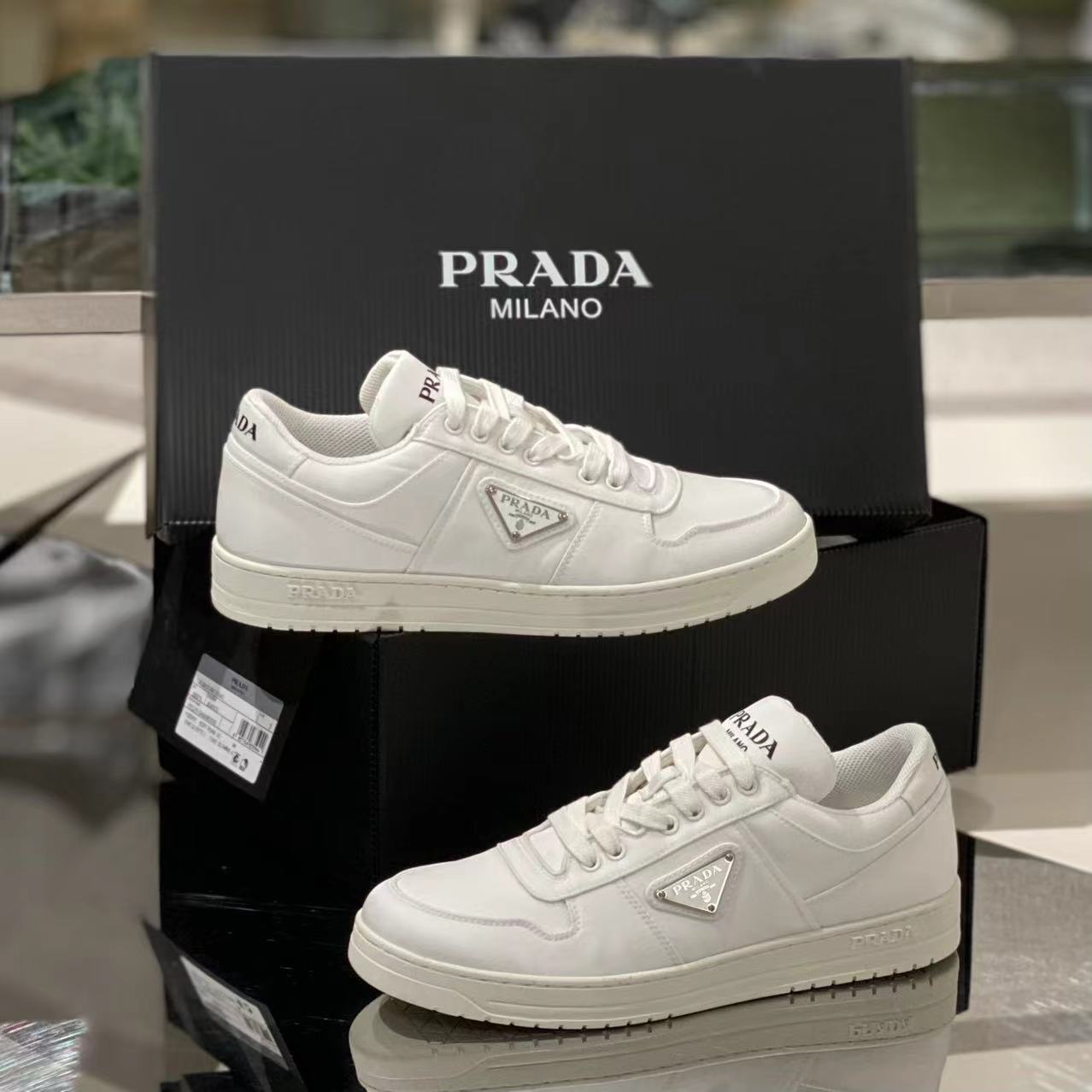 Prada Sneakers In Re-nylon Bianco Uomo In White