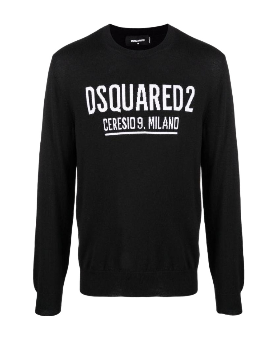 Shop Dsquared2 Logo Intarsia-knit Jumper In Black