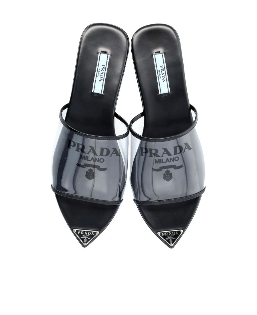 Prada Women Transparent Plex Slippers In Black