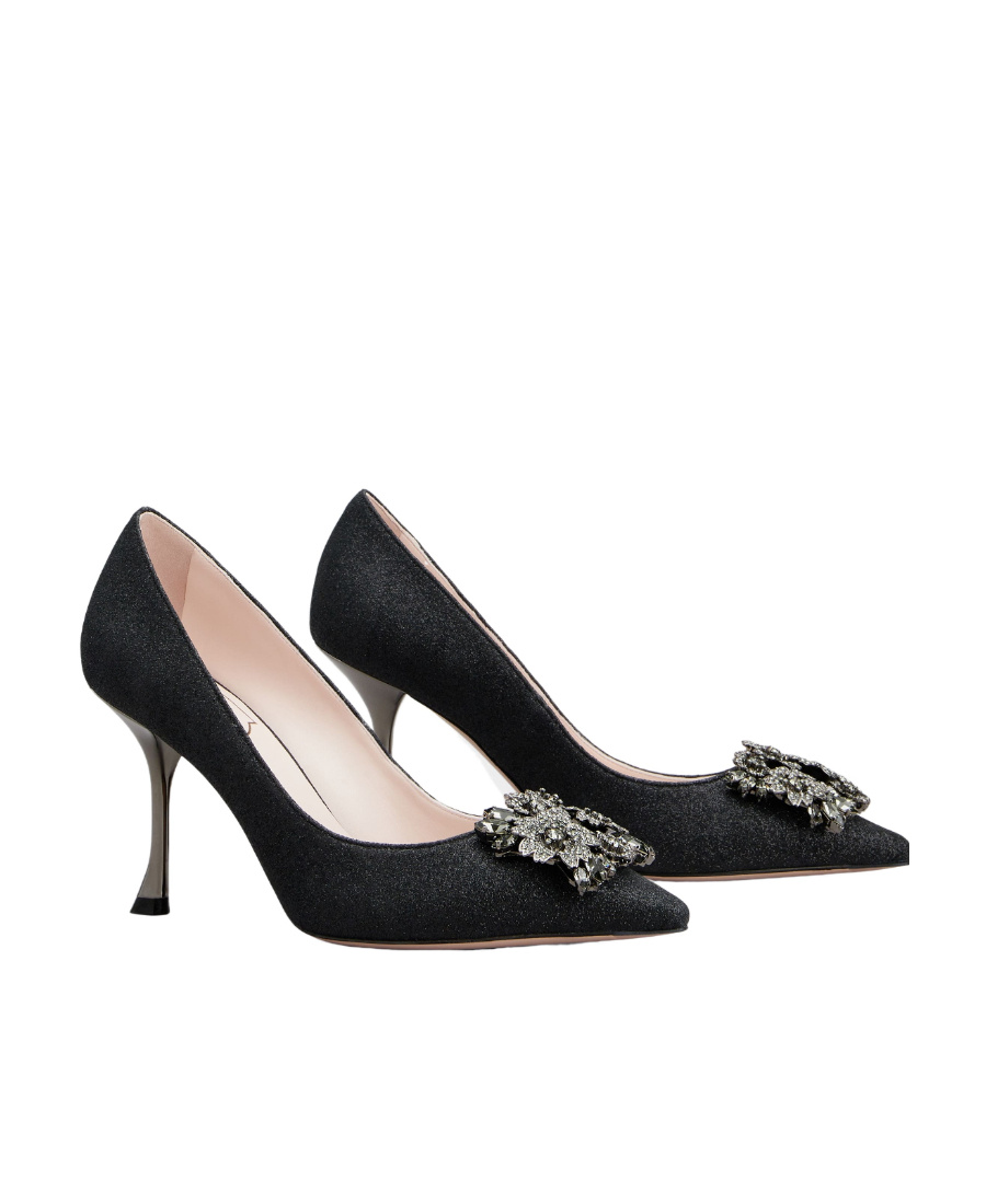 Roger Vivier Rv Bouquet Strass Buckle Pumps In Black