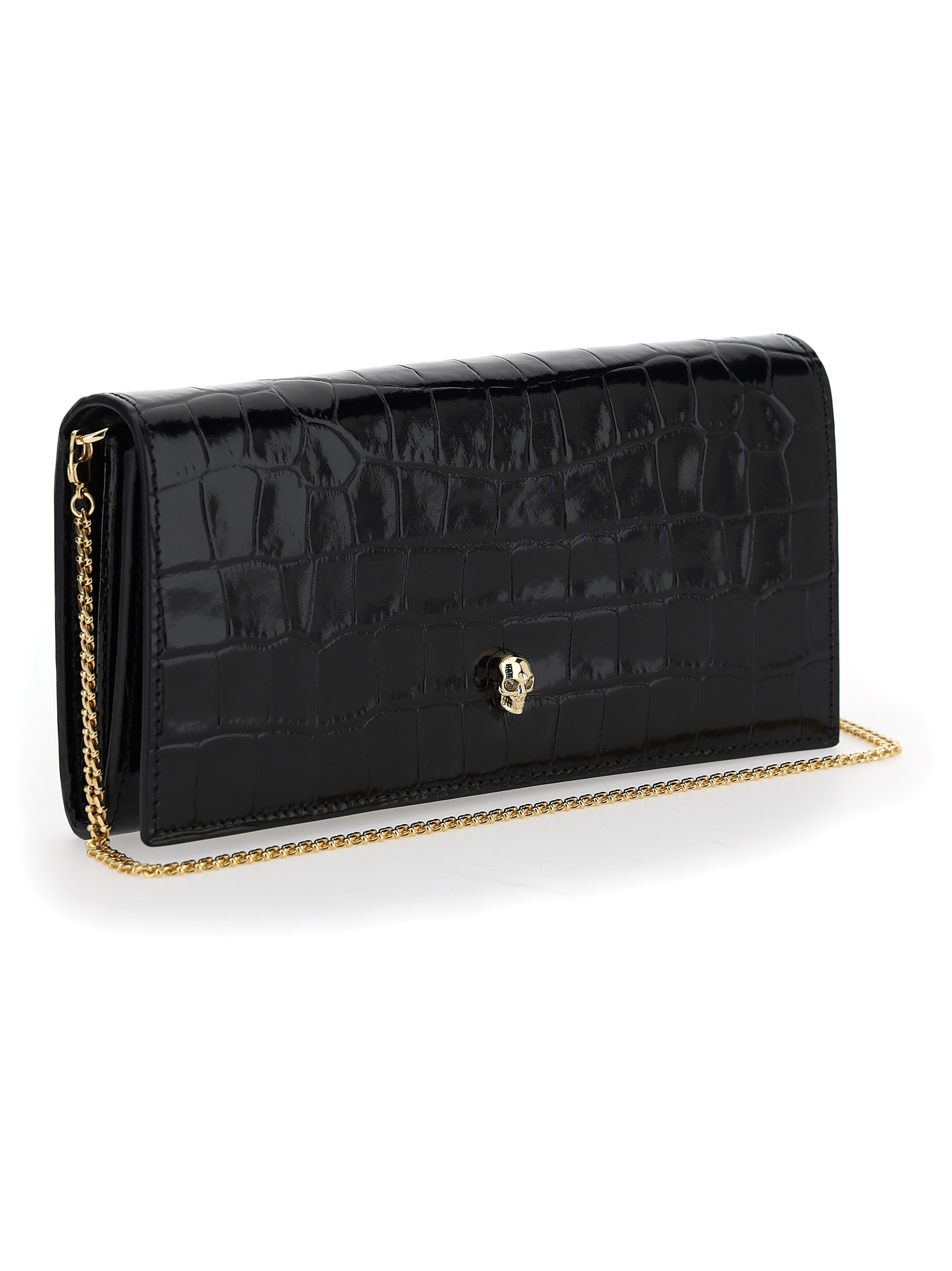Alexander Mcqueen Crinkled Leather Clutch Bag In Black