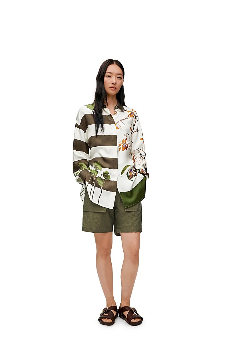 Shop Loewe Shirt In Silk In White
