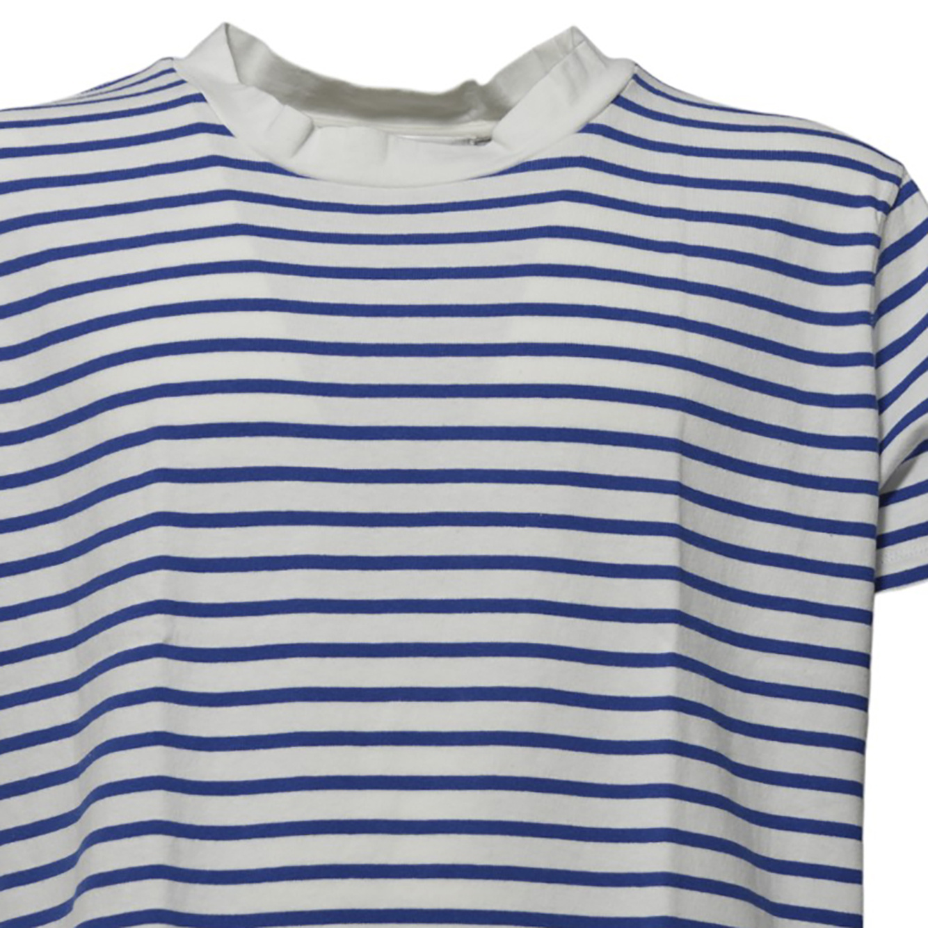 Our Legacy Bliss White Cotton T-shirt With Blue Stripes In Gray