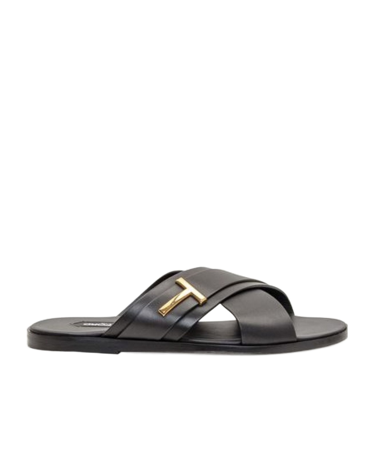 Tom Ford Round Toe Slippers In Black