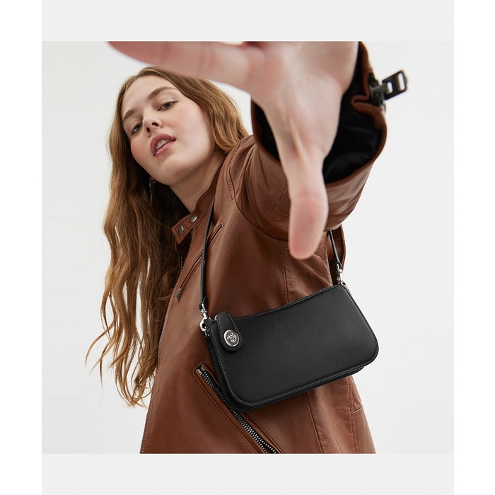 Coach Leather Mini Shoulder Bag In Black