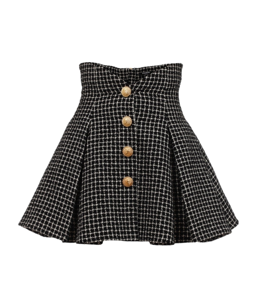 Balmain Tweed Tulip Mini Skirt In Black