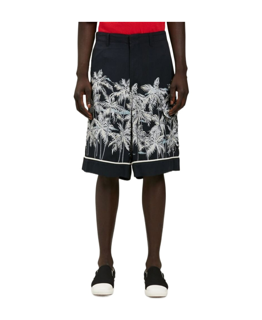 Palm Angels Palms-print Bermuda Shorts In Black