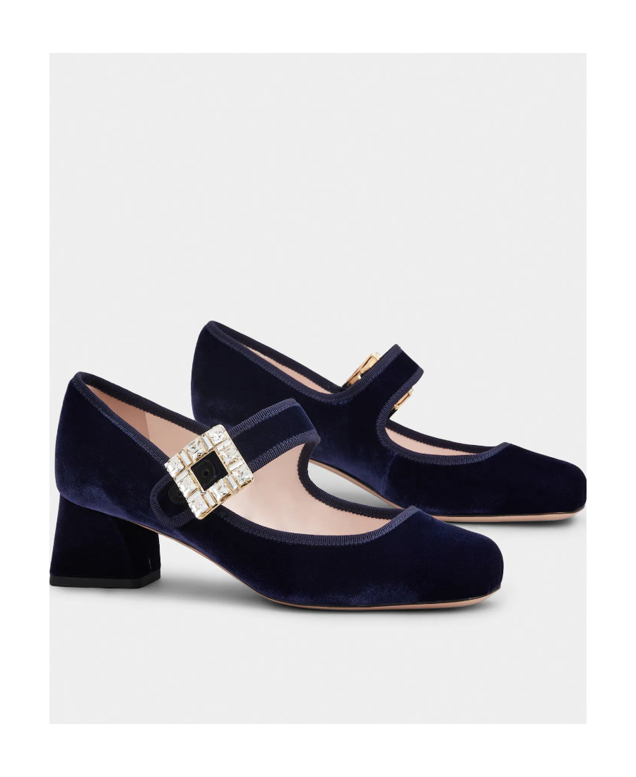 Roger Vivier Très Vivier Piping Diamond-button High Heels In Blue