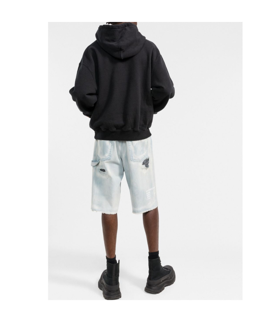 Heron Preston Distressed Denim Shorts In White