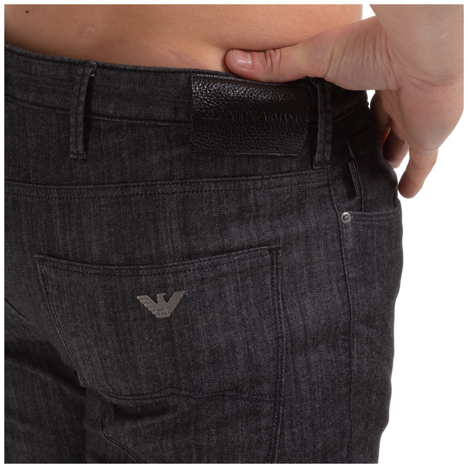 Emporio Armani Low-rise Jeans In Black