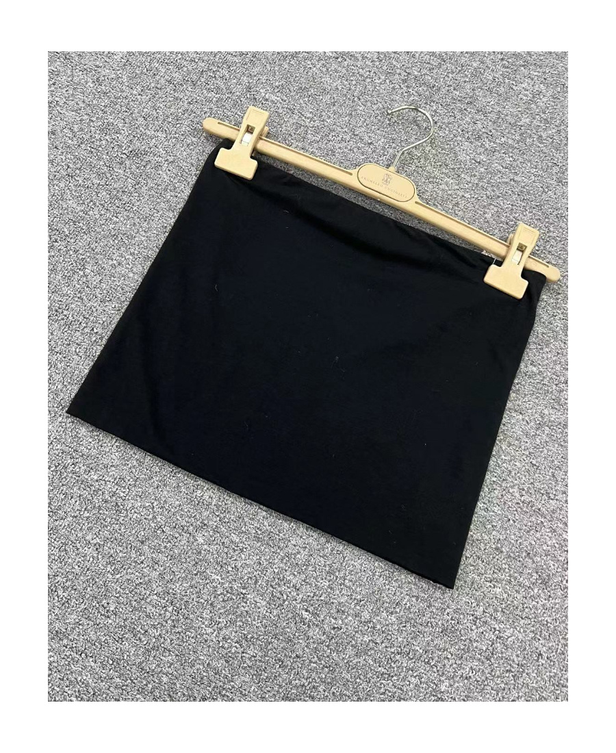 Brunello Cucinelli Black Solid Strapless Top In Blue