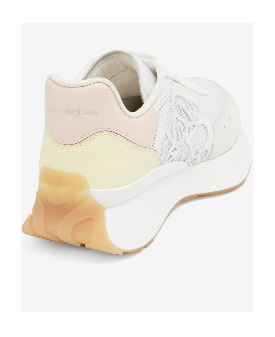 Alexander Mcqueen White Pink And Yellow Sprint Runner Sneakers In White