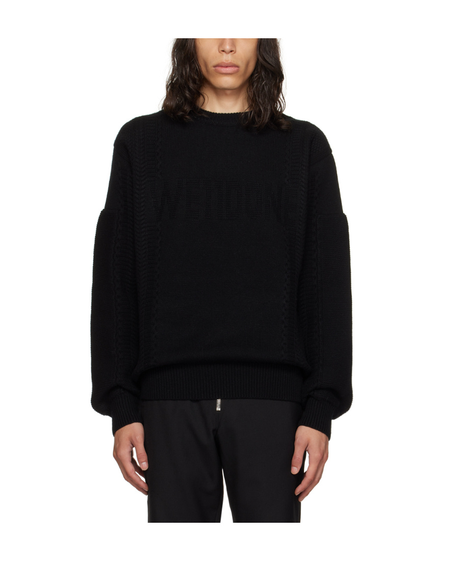 We11 Done Black Square Patch Sweater In Black