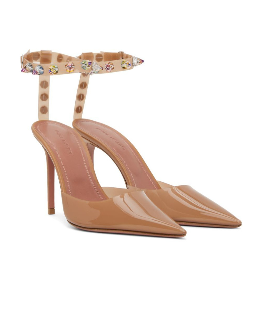 Amina Muaddi Tan Julia Heels In Brown