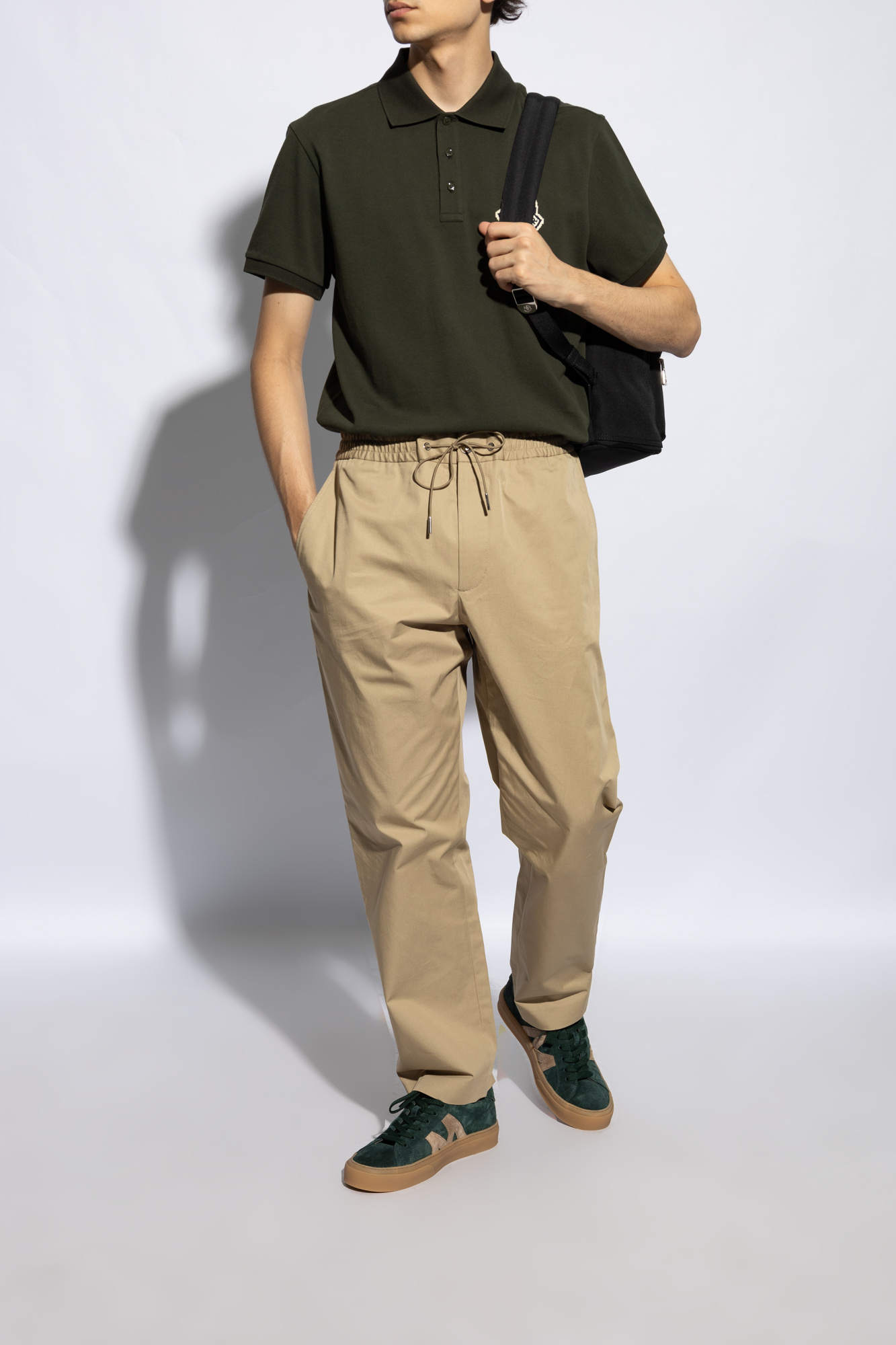 Moncler Suede Monaco Low-top Sneakers In Green