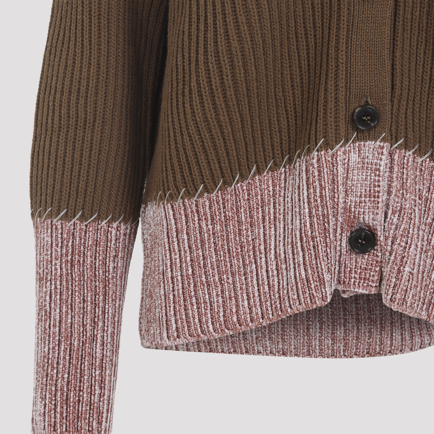 Marni Two Tone V Neck Cardigan In Green