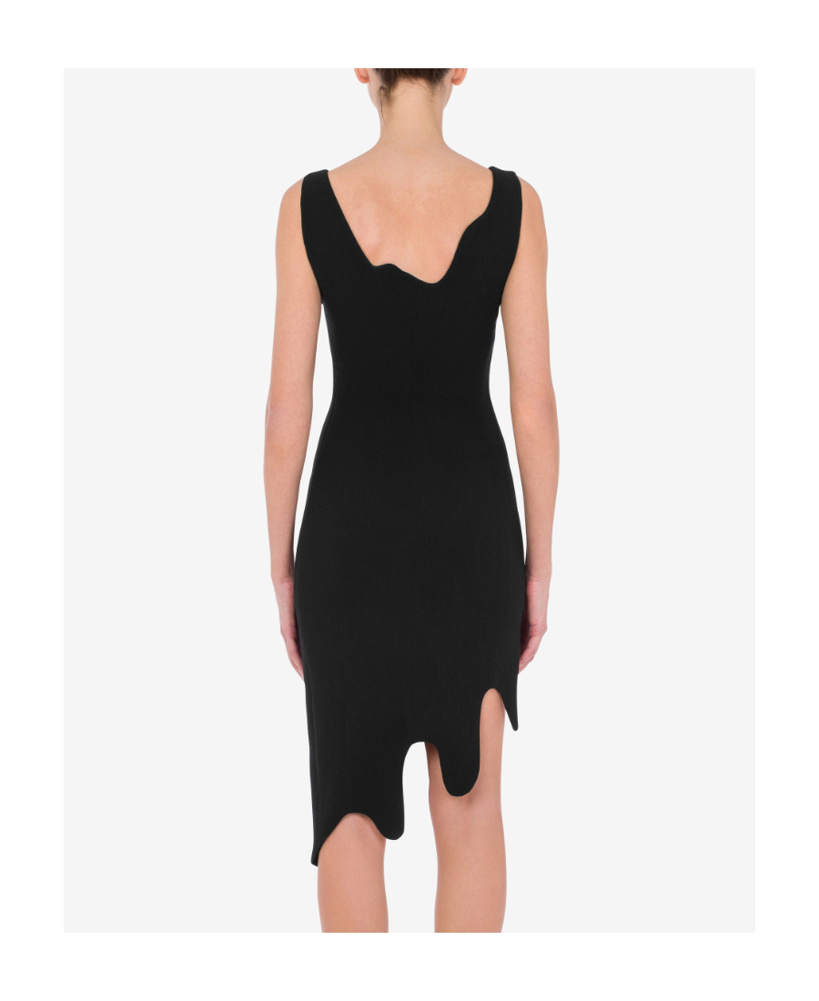 Moschino Asymmetric Sleeveless Crepe Dress In Black