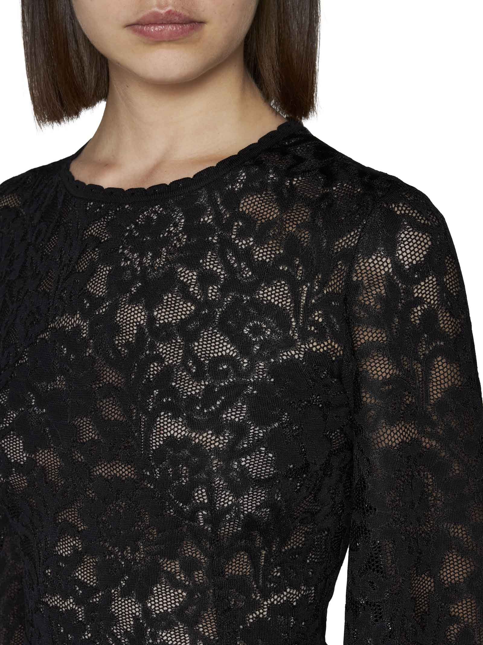 Dolce & Gabbana Lace Bell-sleeve Mini Dress In Black