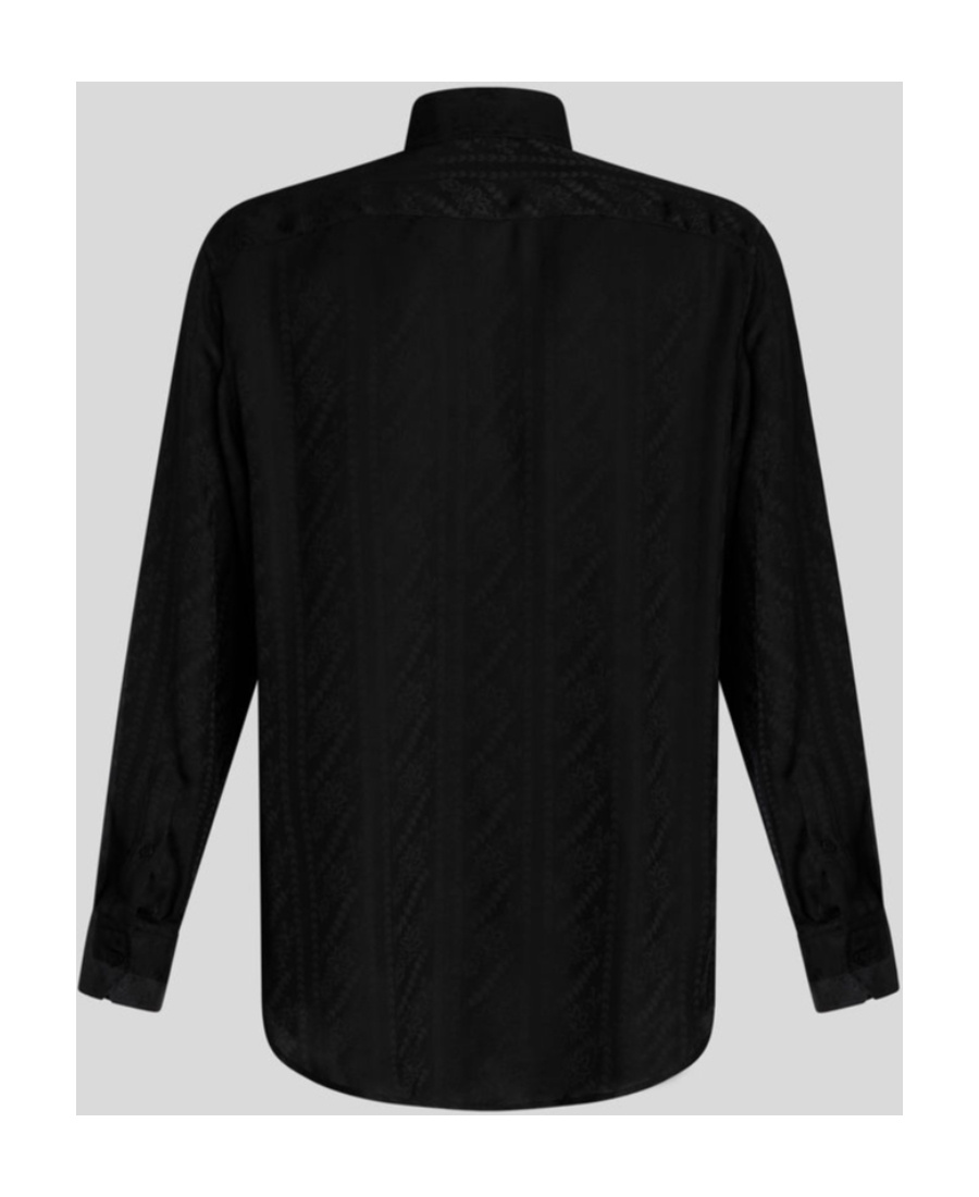 Etro Patterned Jacquard Long-sleeved Shirt In Black