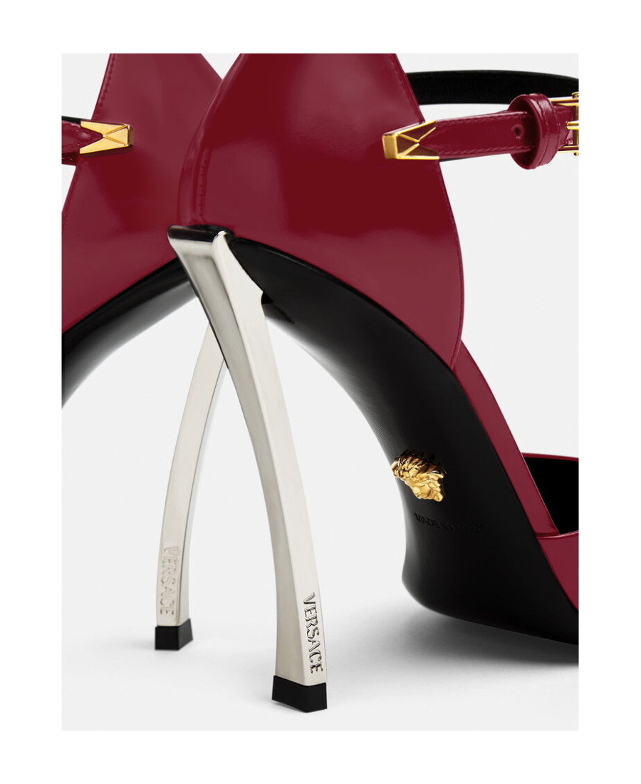 Versace 120mm Pointed-toe Leather Sandals In Red