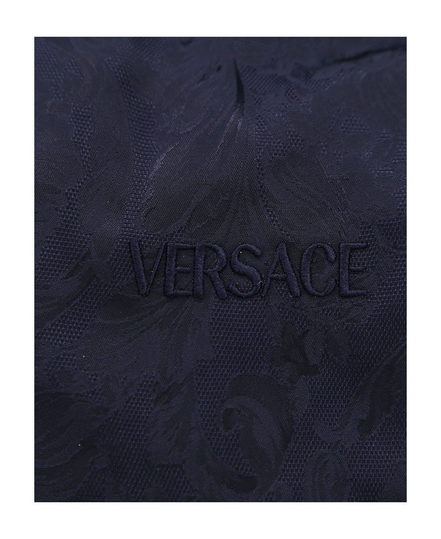 Versace Logo-embroidered Cotton Bomber Jacket In Black
