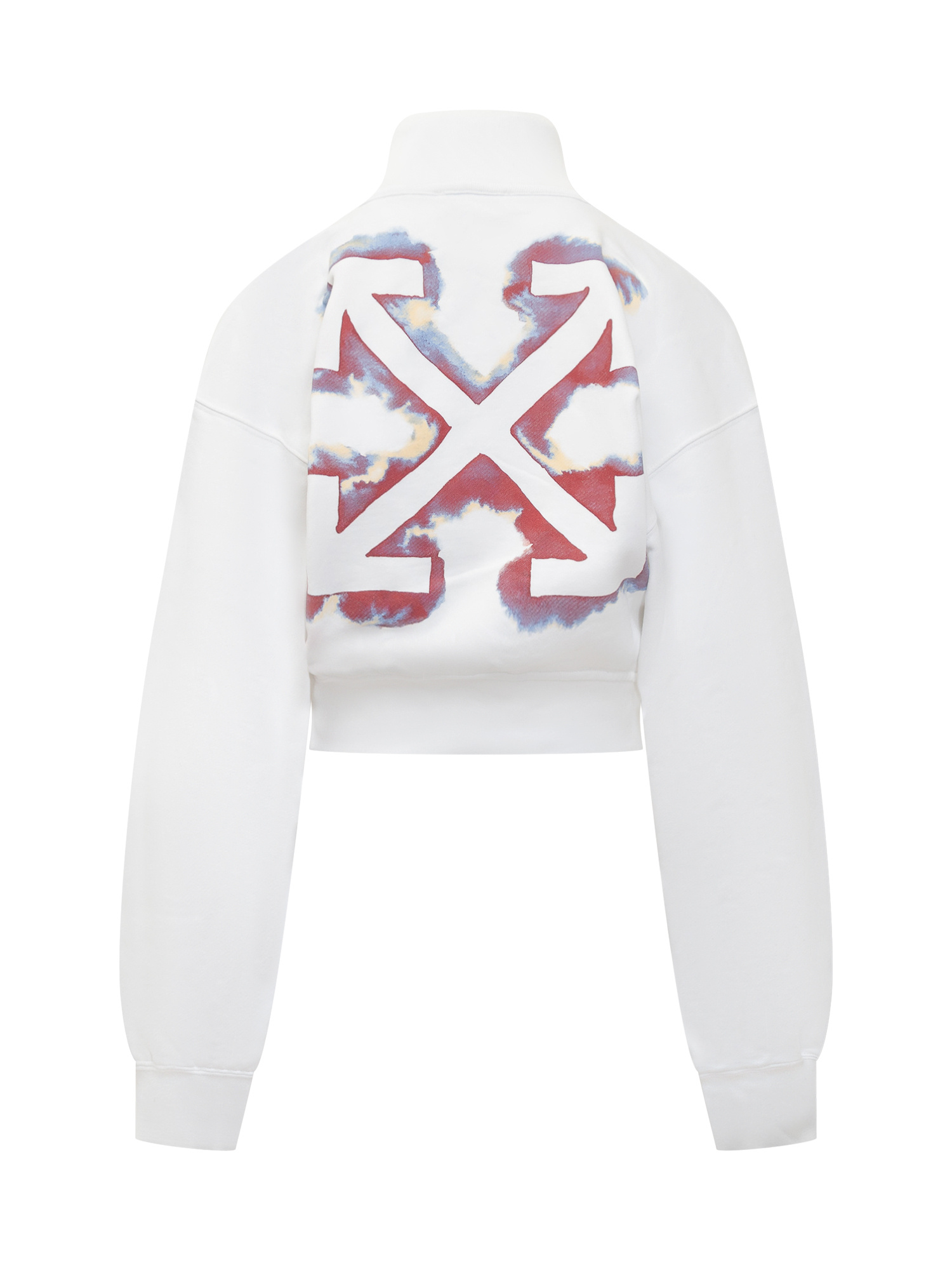 Off-white White Crop Sweatshirt With Logo And Arrow Print In White