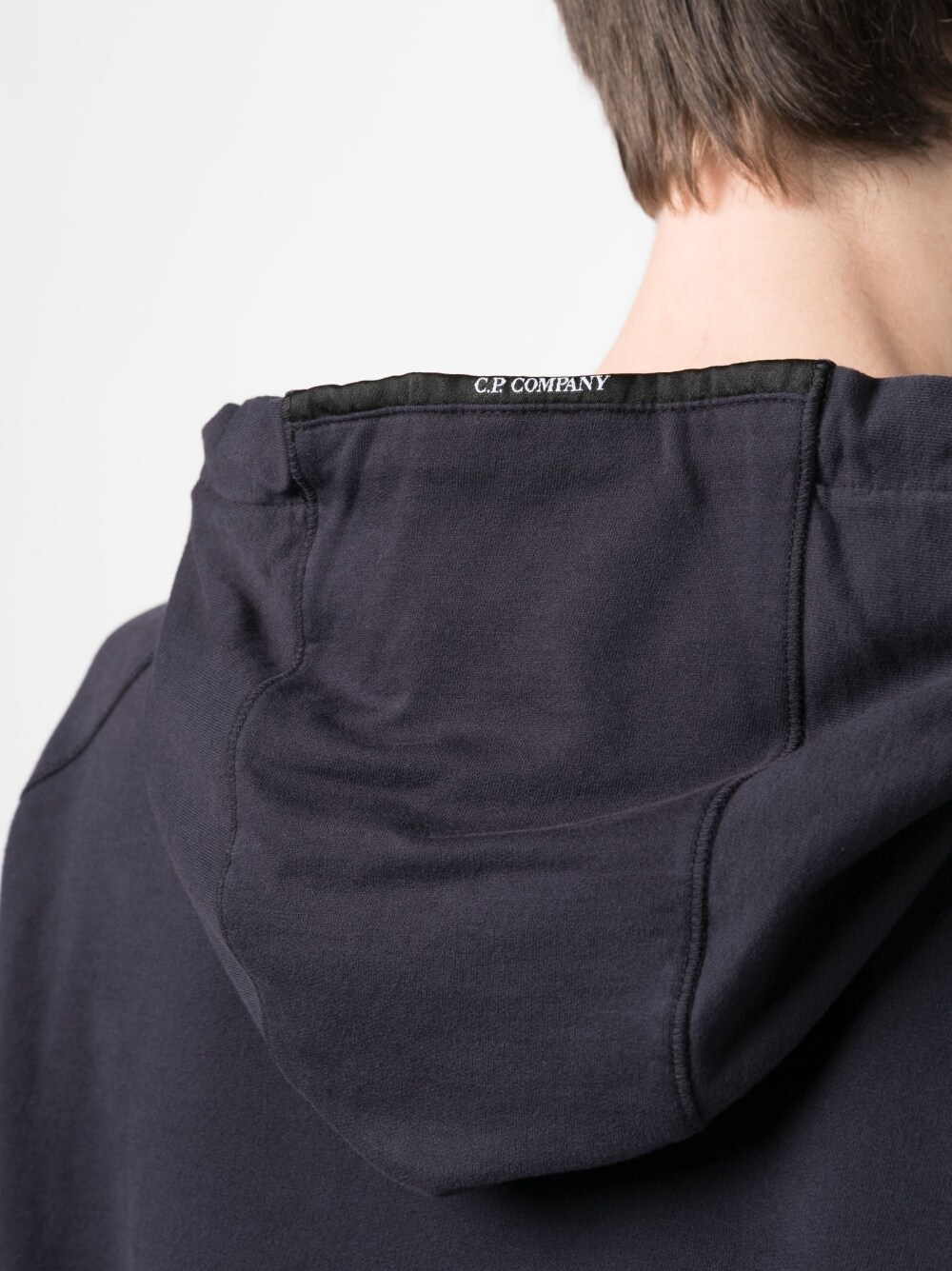 C.p. Company Logo-patch Long-sleeve Hoodie In Black