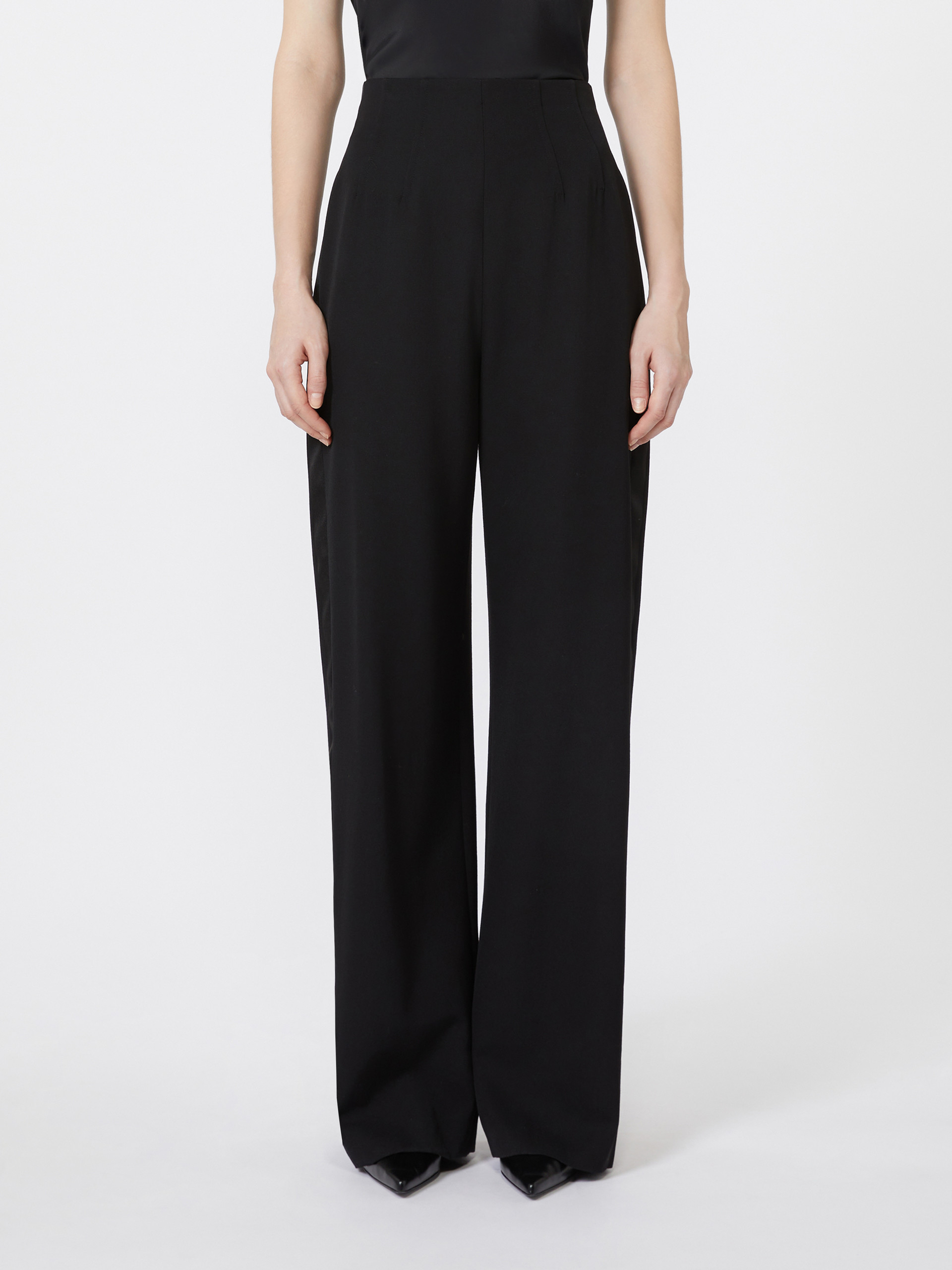 Max Mara Gabardine Wool Trousers In Black