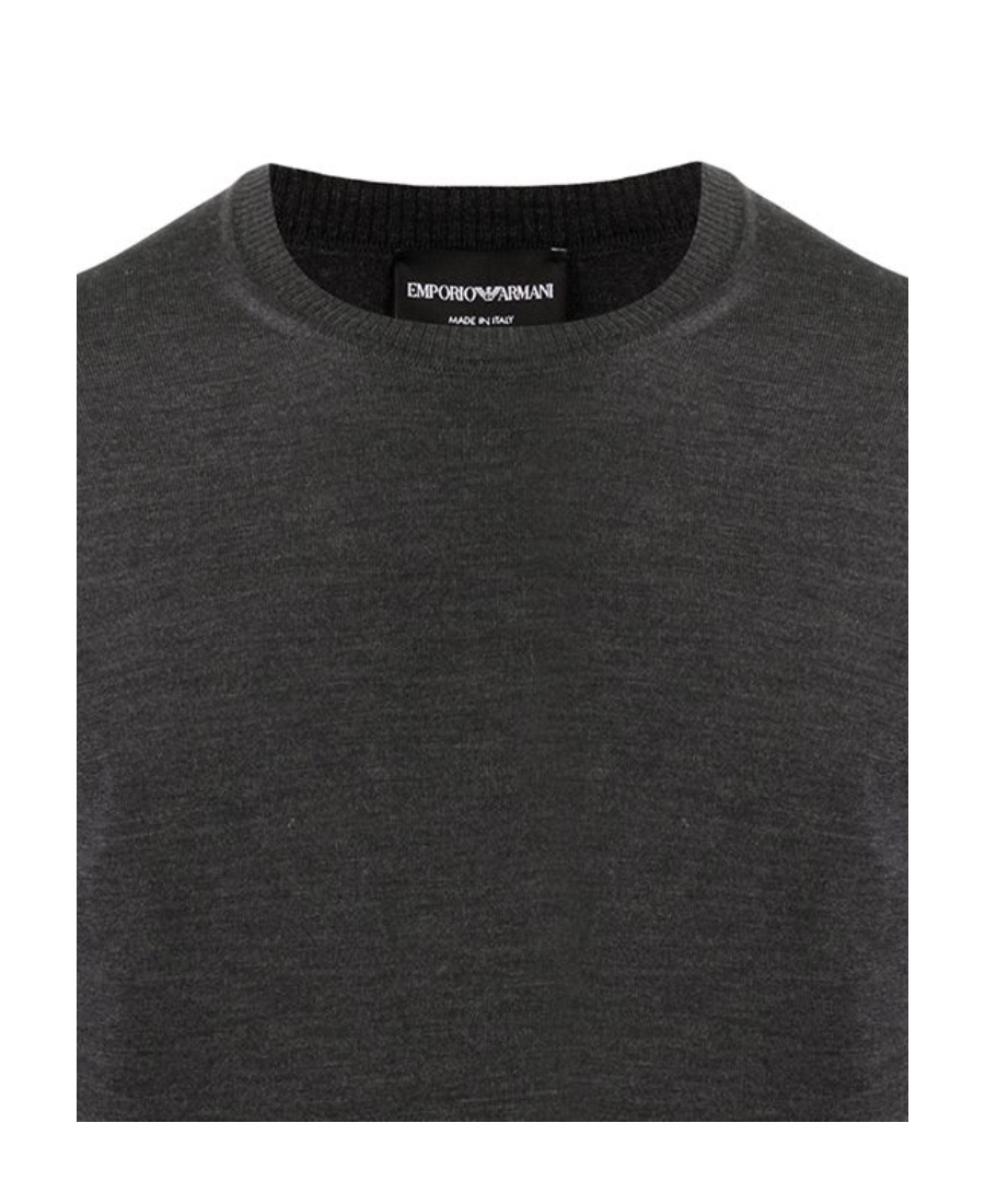 Emporio Armani Patterned Knit Wool And Silk Blend Jumper In Black