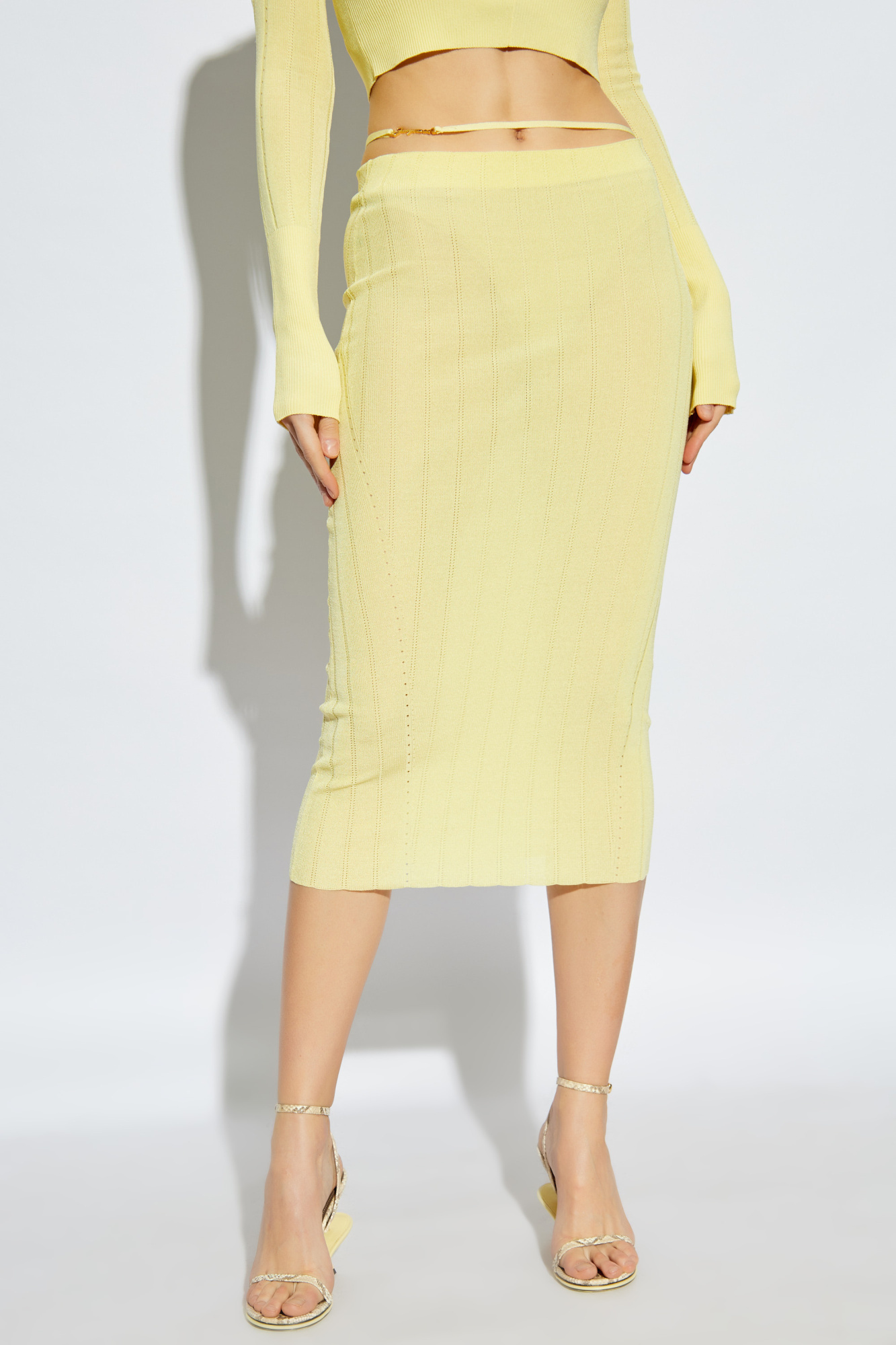 Jacquemus La Jupe Pralù Scallop Hem Midi Skirt In Yellow