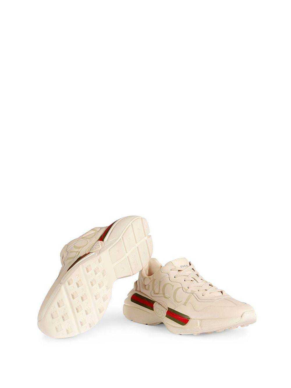 Shop Gucci Men's Rhyton Sneaker With Logo In Nude