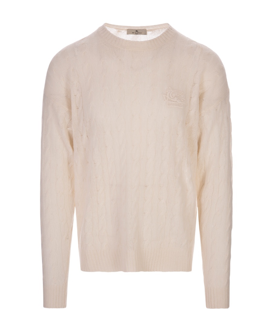 ETRO ETRO LOGO EMBROIDERED CABLE-KNITTED CREWNECK JUMPER