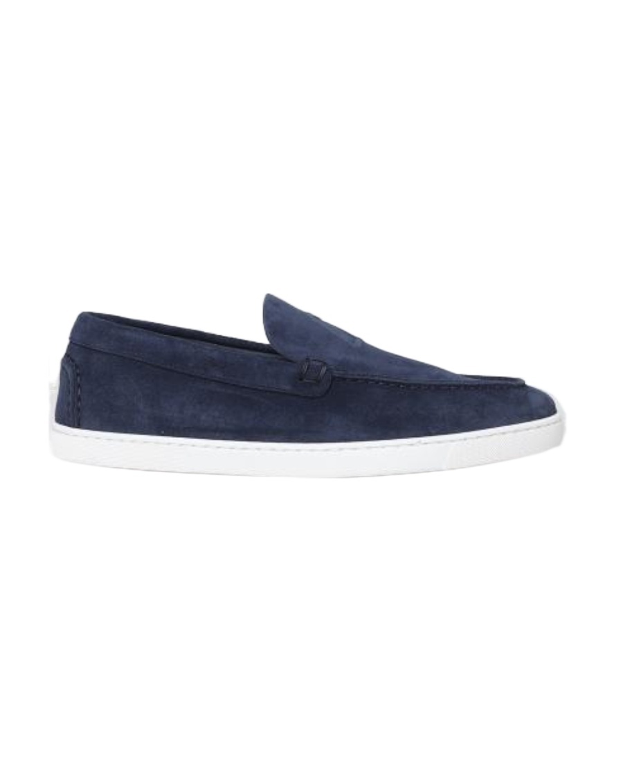 Christian Louboutin Logo-embossed Suede Loafers In Blue