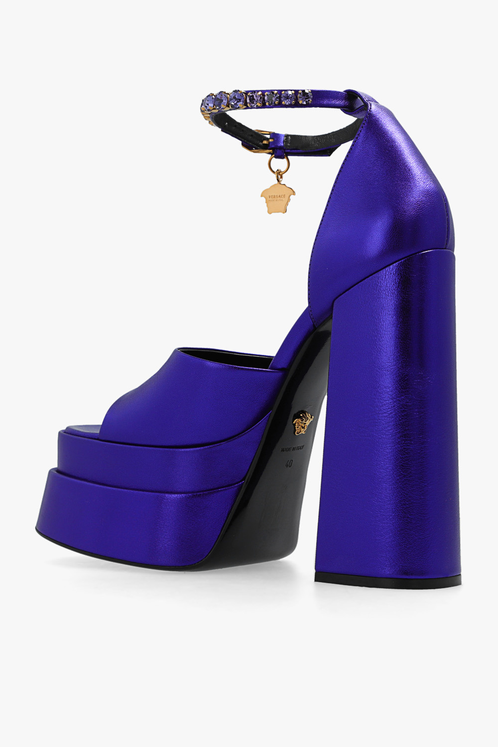 Versace Medusa-plaque Open-toe Sandals In Blue