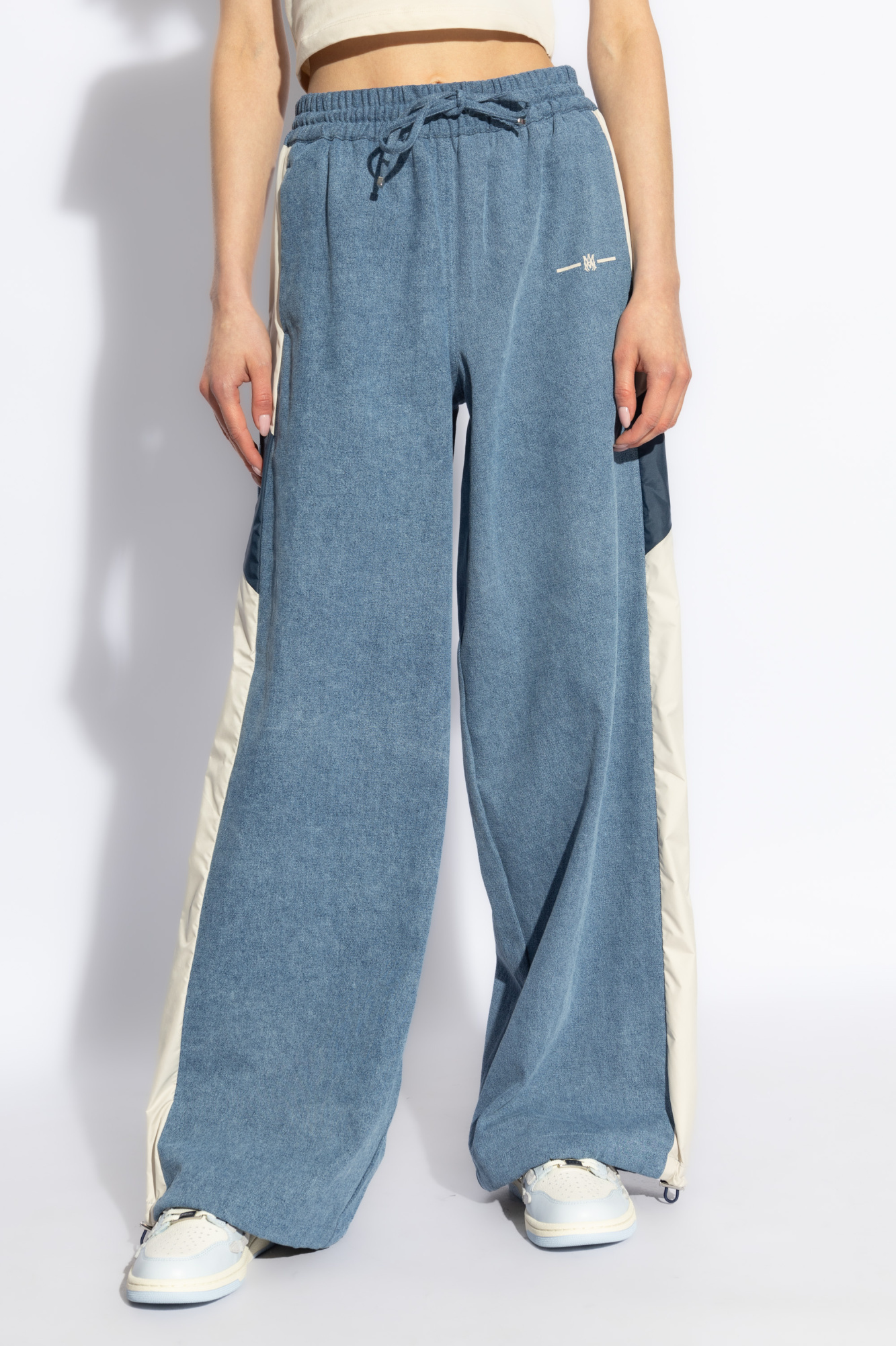 Amiri Side-stripe Chambray Pull-on Track Pants In Blue