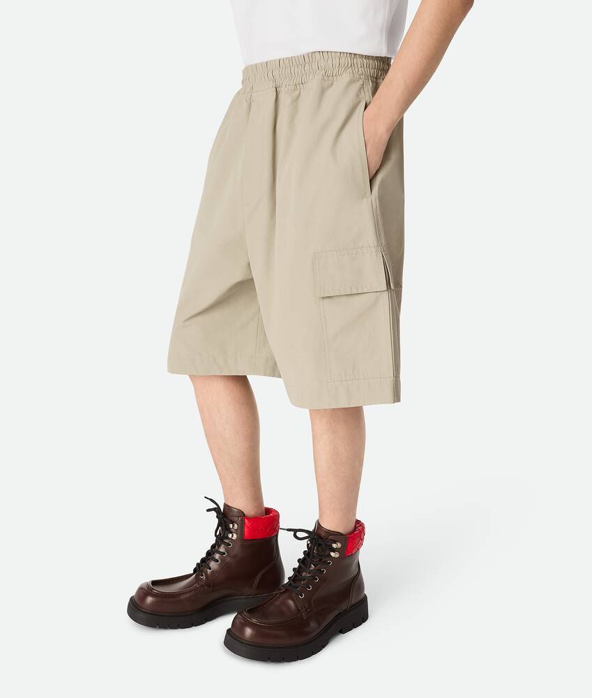 Bottega Veneta Technical Cotton Cargo Shorts In Nude